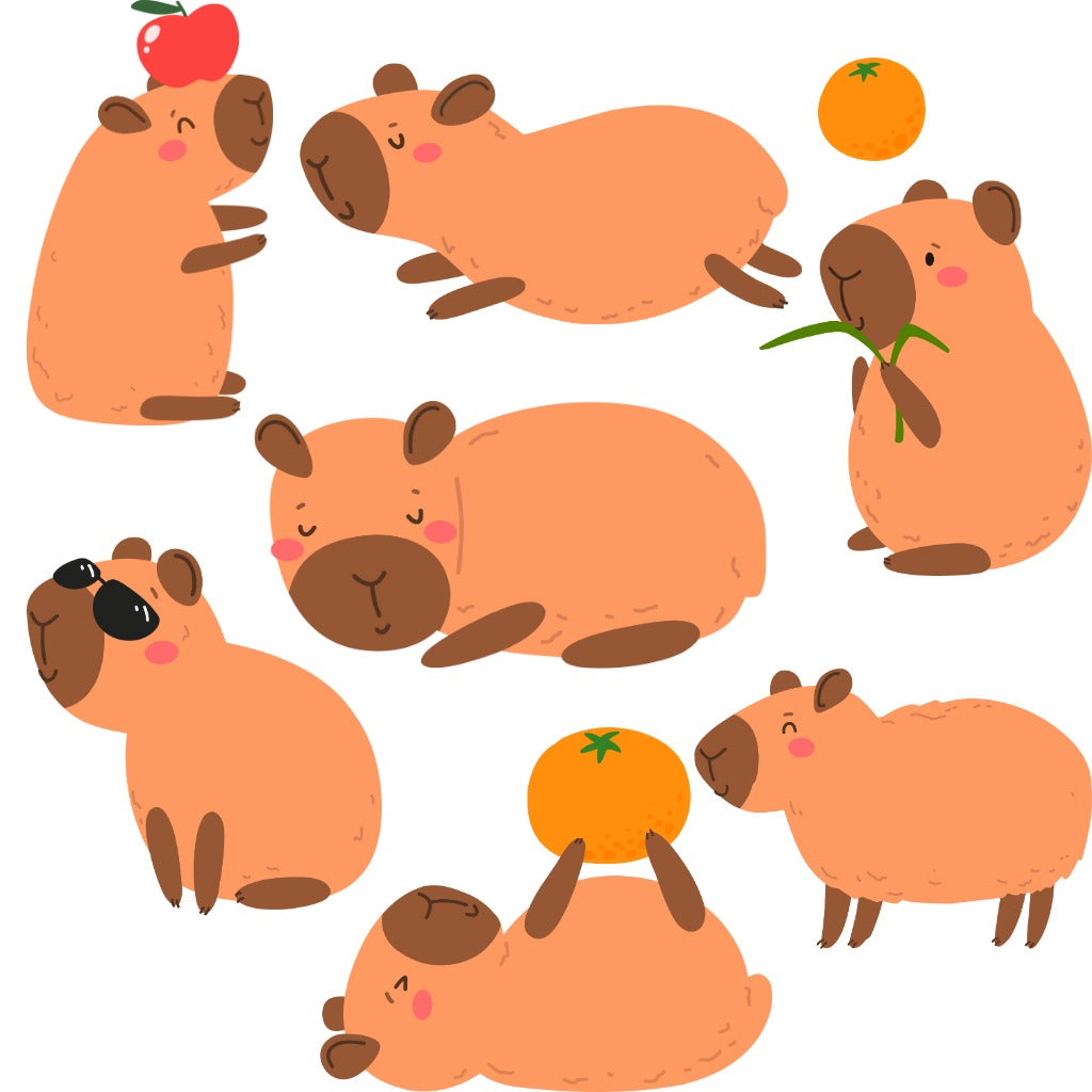 Arquivo Grátis Cliparts Capivara – Kit Digital com 9 Ilustrações
