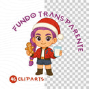 Detalhe dos personagens do Kit Digital Natal Guerreiras do K-Pop com trajes festivos e expressões encantadoras