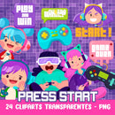 Cliparts Press Start – Ilustrações