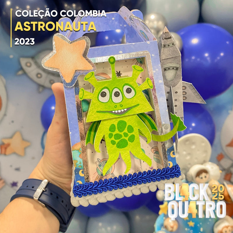 Coleção Astronauta Presencial Colômbia 2023 com design espacial e elementos inspirados na exploração do universo