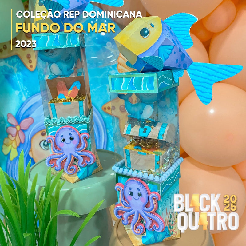 Conjunto completo da Coleção Fundo do Mar ideal para festas temáticas e papelaria criativa
