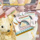 Vista lateral dos projetos da Coleção Natal Escandinavo com tons neutros e detalhes elegantes