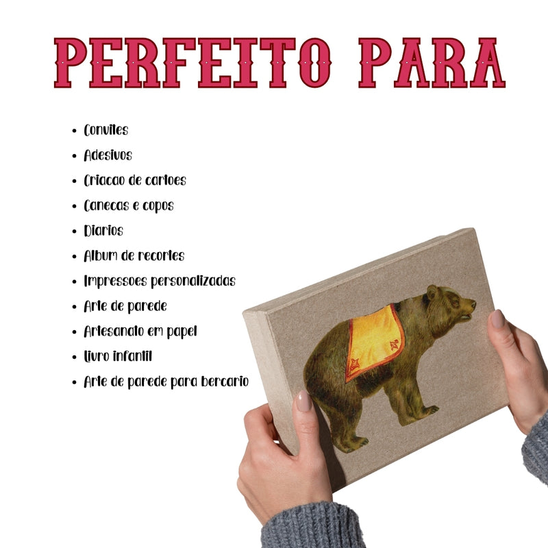 Kit digital Circo Vintage com cliparts, papéis e fontes – estilo retrô para festas e papelaria