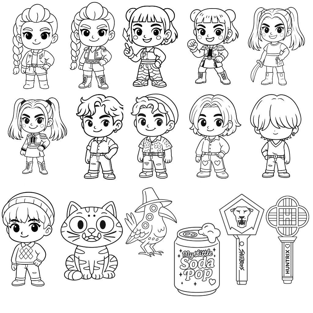 Kit Para Colorear Las Guerreras K Pop Archivo Digital kit-para-colorear-las-guerreras-k-pop-archivo-digital