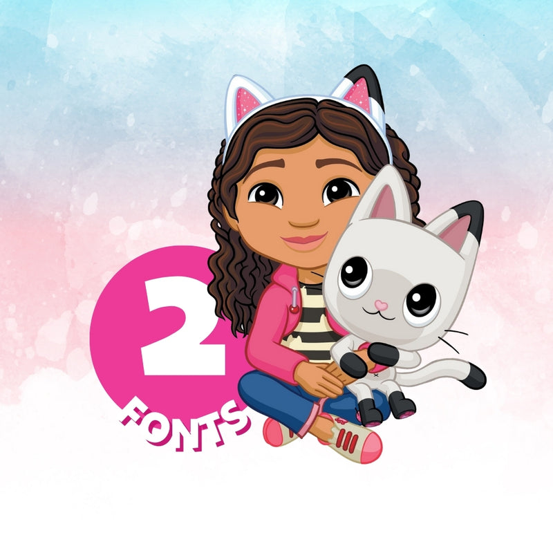 Detalhe dos personagens principais do Kit Digital A Casa Mágica da Gabby com traços delicados e cores vibrantes