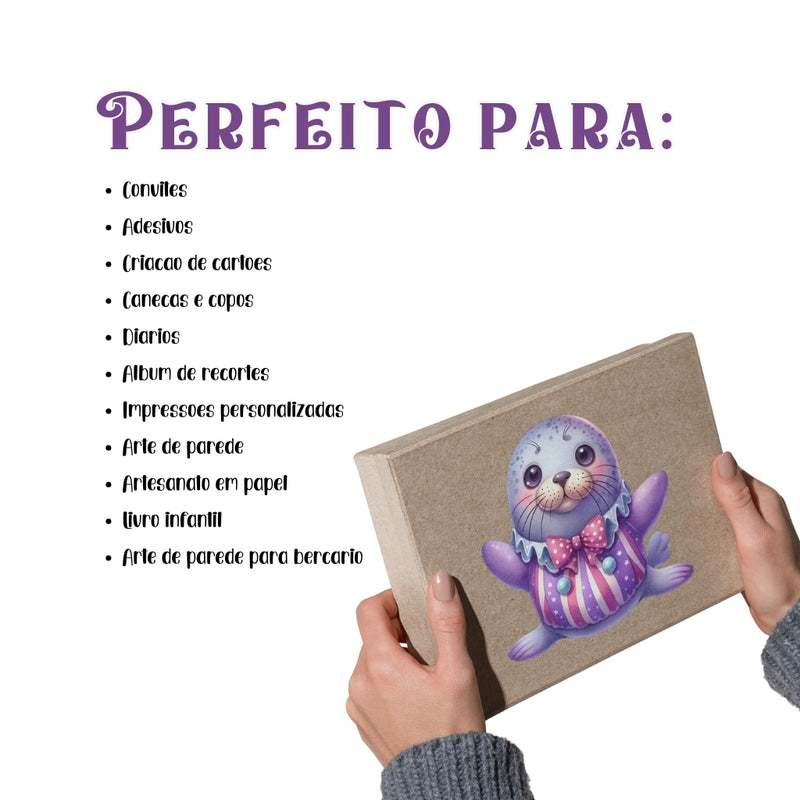 Conjunto completo do Kit Digital Circo Roxo reunindo cliparts, papéis e fontes em um pacote criativo