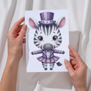 Elementos decorativos e acessórios do Kit Digital Circo Roxo com bandeirolas, balões e tendas