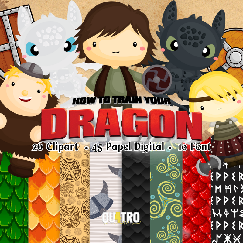 Kit Digital Como Treinar seu Dragão – Cliparts