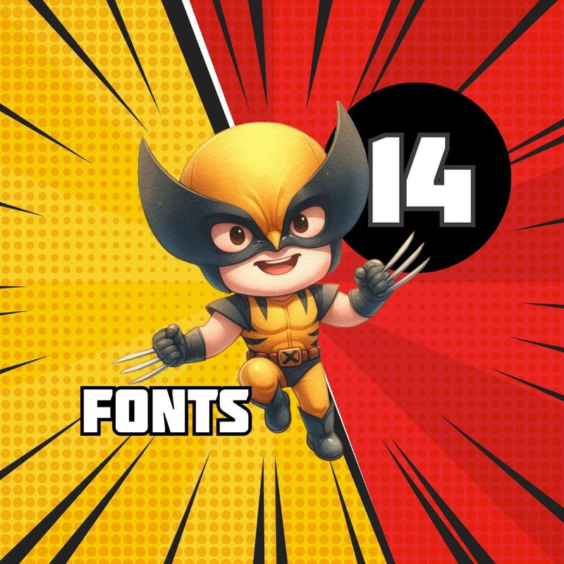 Detalhe dos personagens Deadpool e Wolverine com estilo cômico e visual detalhado