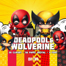 Kit Digital Deadpool & Wolverine com cliparts, papéis e fontes inspirados nos heróis icônicos da Marvel
