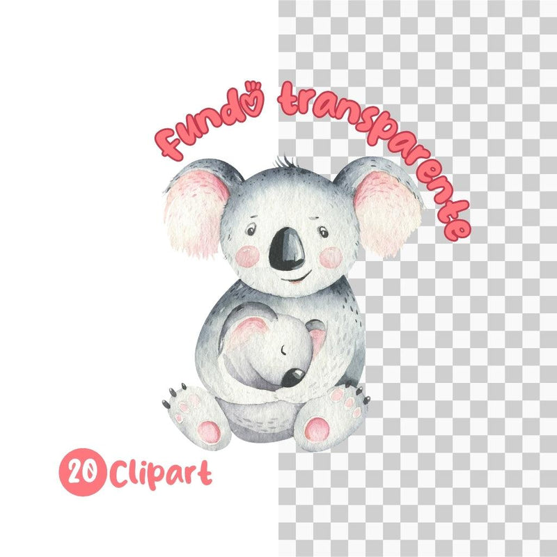 Kit Digital Dia das Mães com ilustrações de animais fofos, ideal para scrapbook, convites e papelaria personalizada.