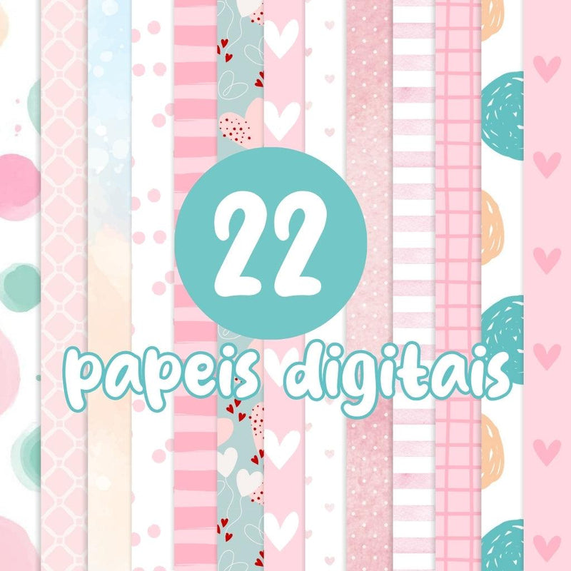 Kit Digital Dia das Mães com ilustrações de animais fofos, ideal para scrapbook, convites e papelaria personalizada.