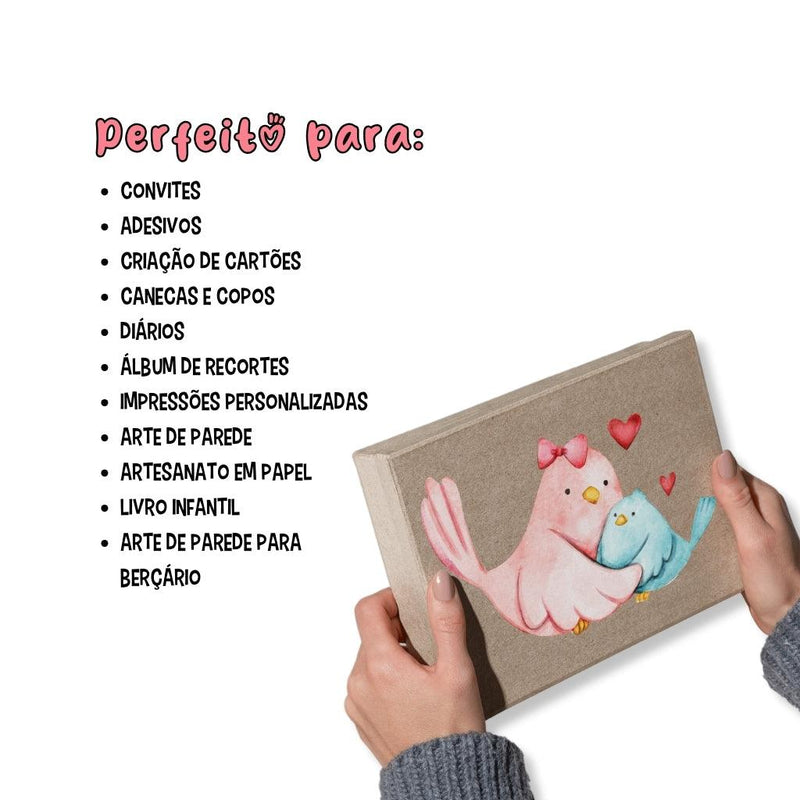 Kit Digital Dia das Mães com ilustrações de animais fofos, ideal para scrapbook, convites e papelaria personalizada.