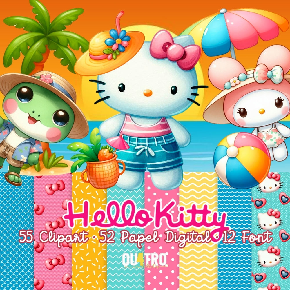 Hello Kitty スキルスクリーン No.221 Ponto X Tecidos - Estampas Exclusivas - Sintético Doll - Tricoline