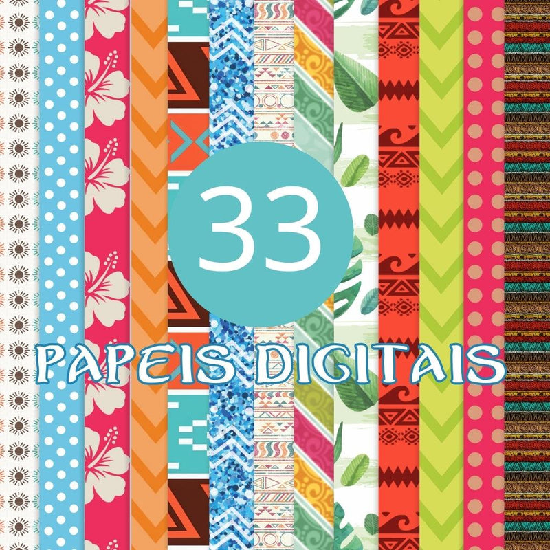 Kit Digital Moana – Cliparts, Papéis Digitais e Fontes - Quatro Cambalhotas