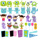 Kit digital Monstros S.A – com cliparts, papéis e fontes para festas e papelaria infantil