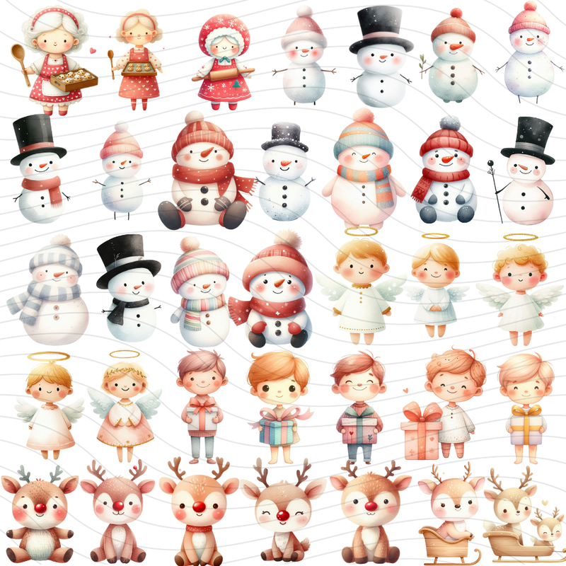 Fontes exclusivas do Kit Digital Natal Cute com tipografia lúdica ideal para cartões e convites de Natal