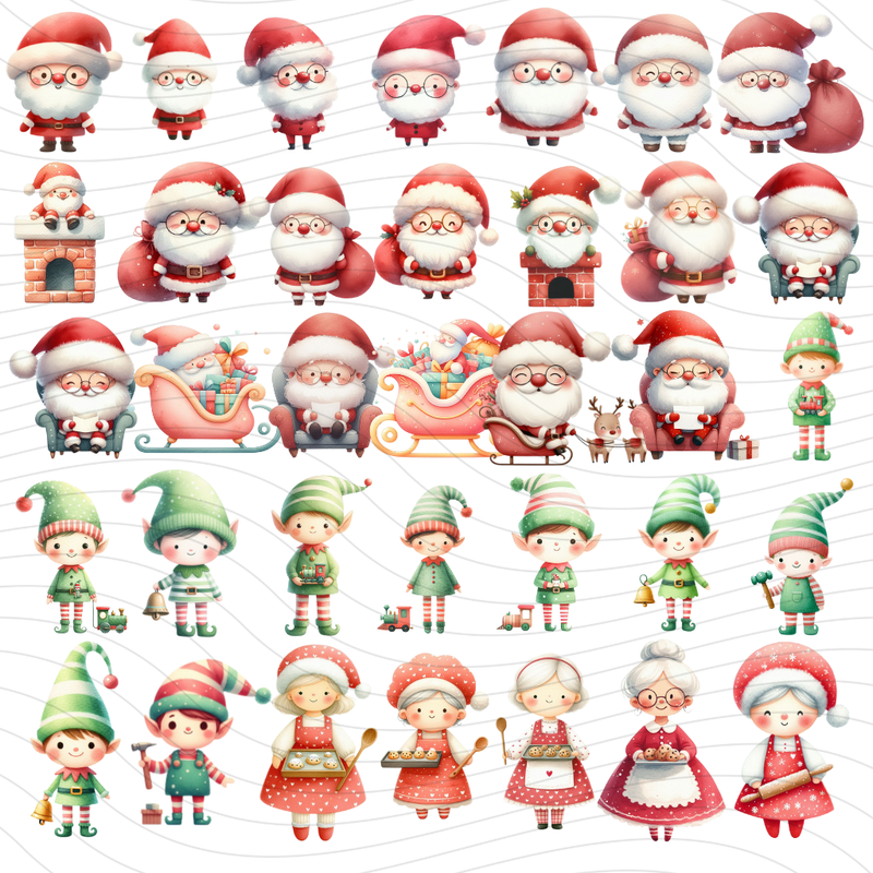 Papéis digitais do Kit Digital Natal Cute com padrões natalinos encantadores e paleta de cores festiva