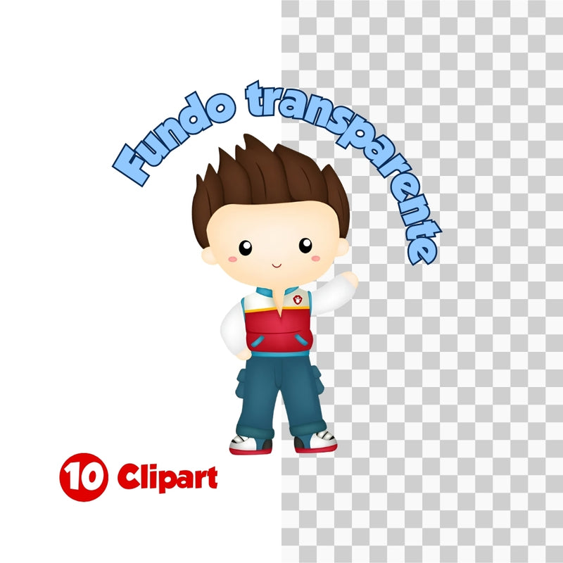 Conjunto de cliparts do Kit Digital Patrulha Canina com os cachorrinhos e elementos de resgate em alta resolução