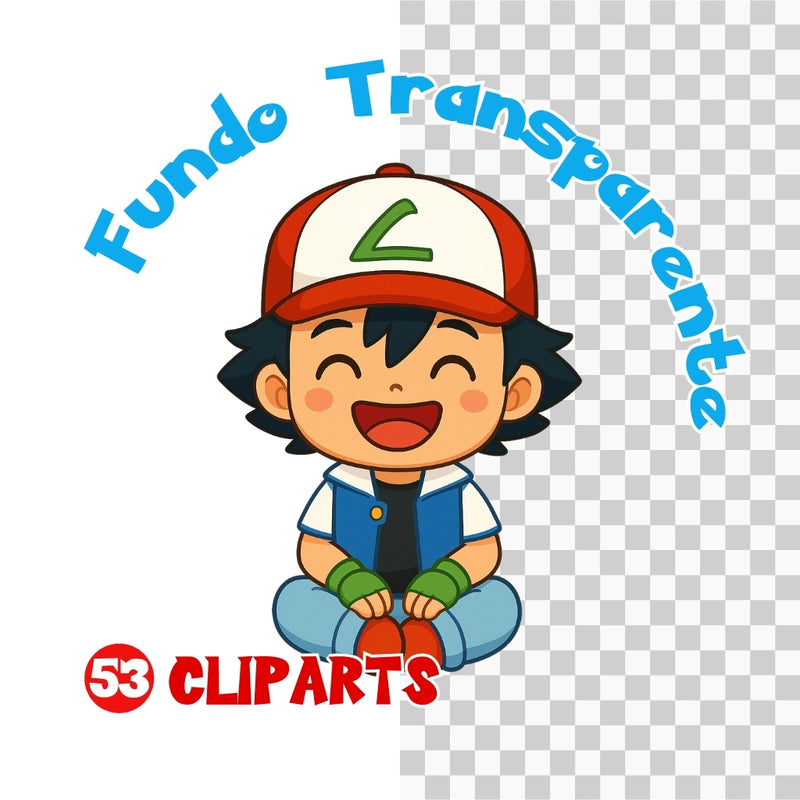 Conjunto de cliparts do Kit Digital Pokémon com ilustrações coloridas e alta resolução dos personagens