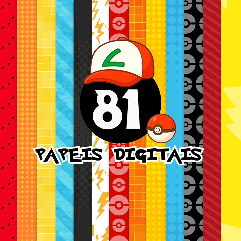 Detalhe dos personagens principais do Kit Digital Pokémon como Pikachu, Bulbasaur e Charmander