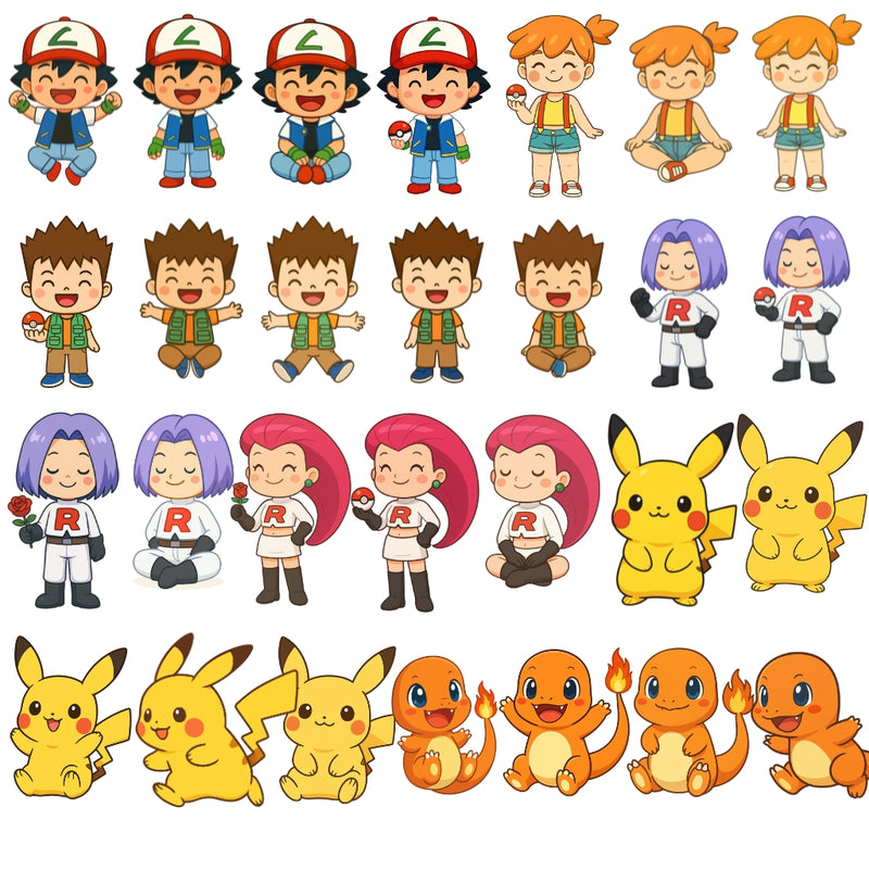Papéis digitais temáticos do Kit Digital Pokémon com padrões criativos e cores vibrantes