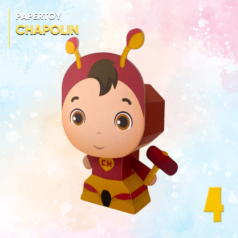 Papertoy Chapolin inspirado no herói mexicano com design divertido e cores vibrantes