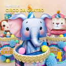 Papertoy elefante de circo em papelaria criativa com design divertido e colorido