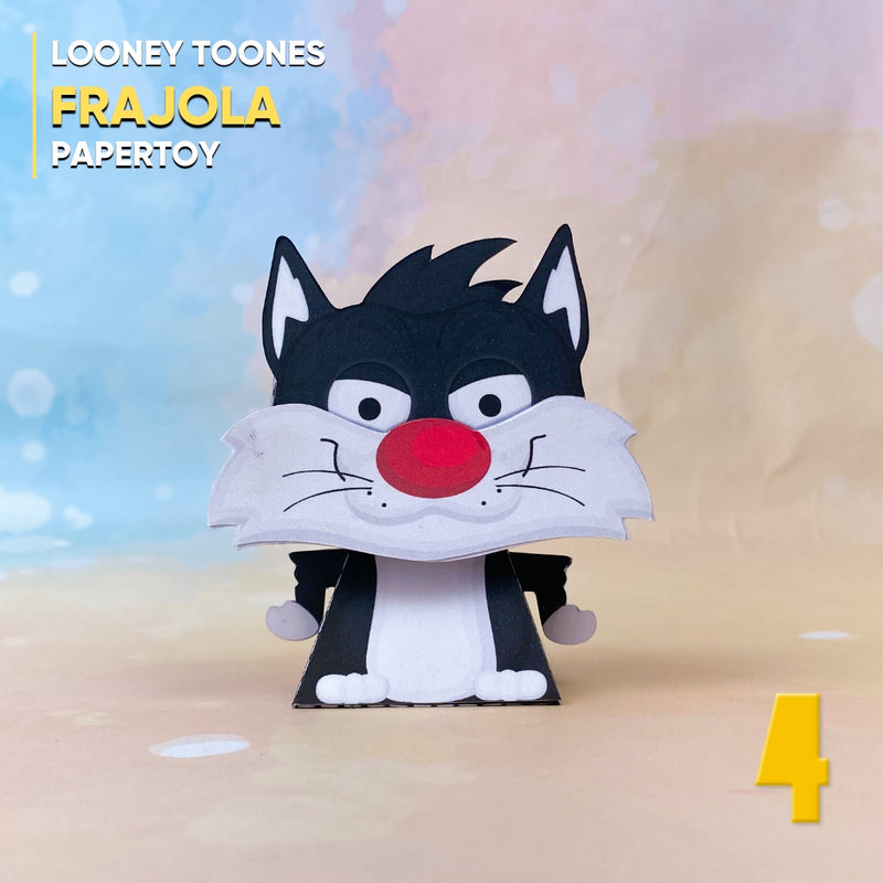 Papertoy Frajola inspirado no personagem do Looney Tunes com design divertido e expressivo