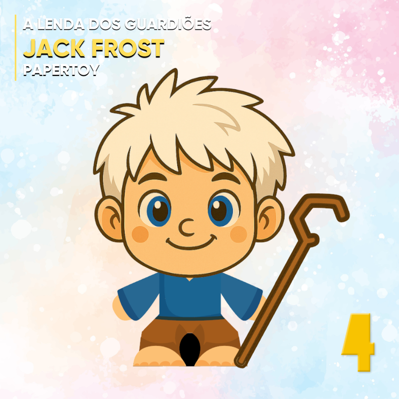 Papertoy Jack Frost com design encantador e detalhes de inverno, ideal para decoração natalina e projetos criativos