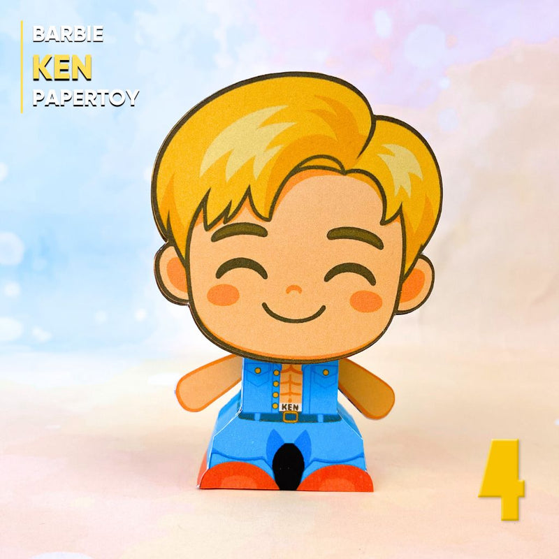 Papertoy Ken inspirado no personagem de Barbie com design moderno e detalhes realistas