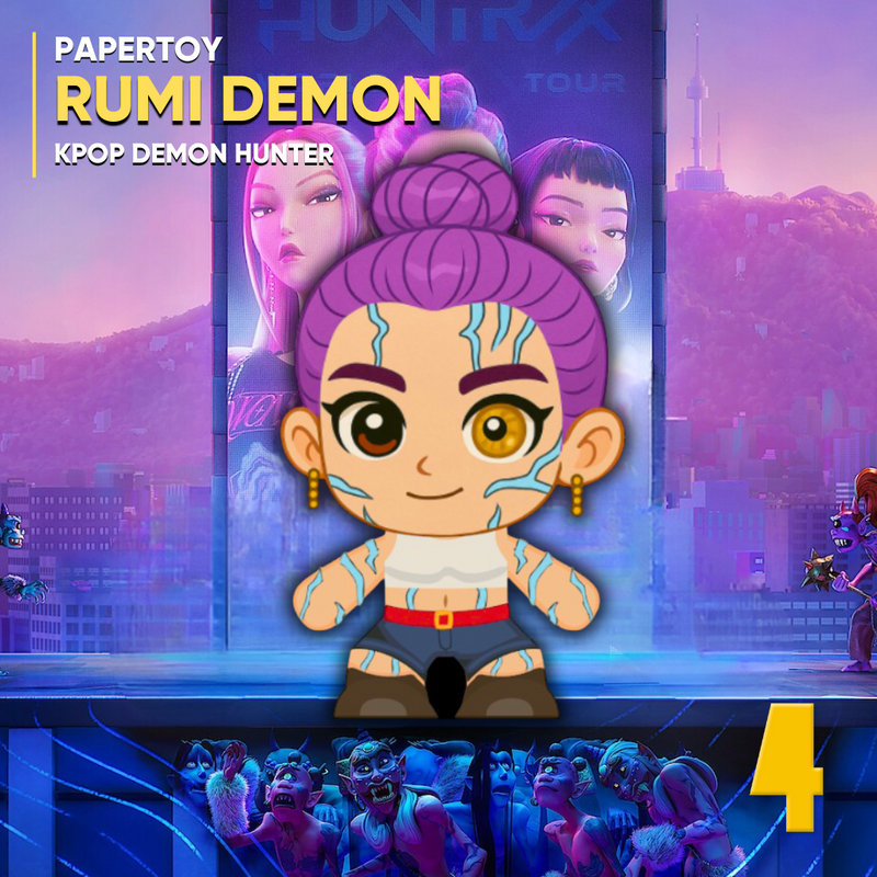 Papertoy Rumi Demon Guerreiras do K-Pop com design ousado e inspirado na versão sombria das idols do K-Pop