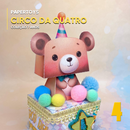 Papertoy urso de circo em papelaria criativa com design fofo e cheio de detalhes