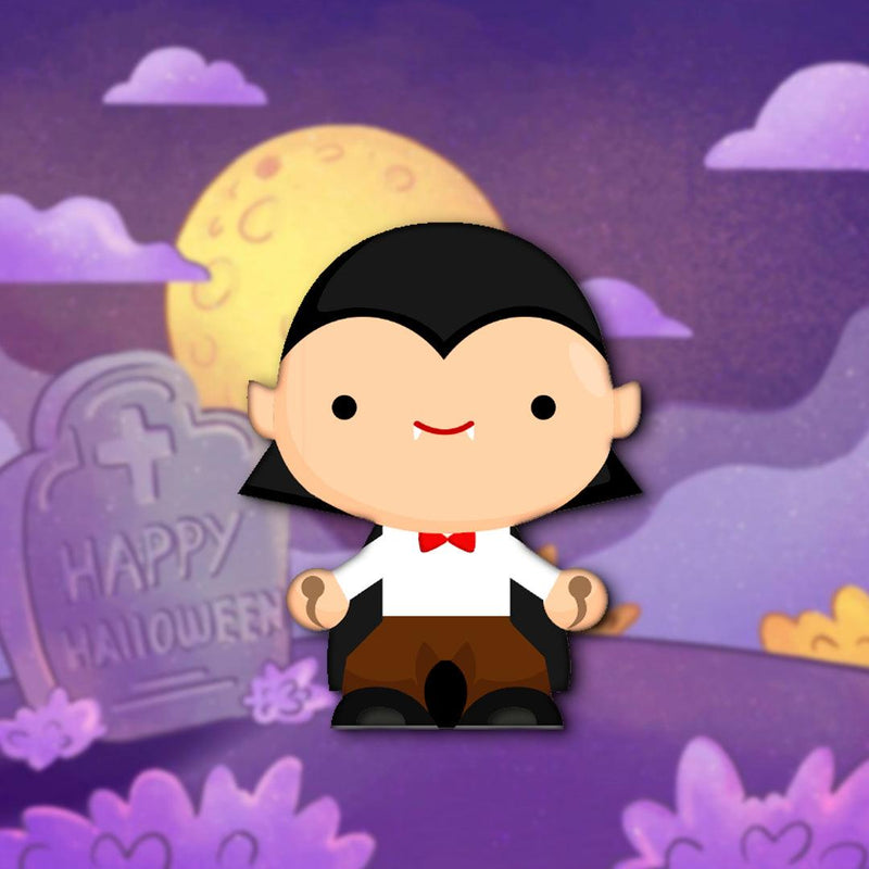 Papertoy Vampiro com design sombrio e divertido, ideal para projetos de Halloween e papelaria criativa