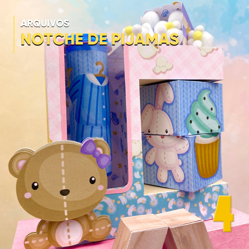 Conjunto completo da SuperClass Noite dos Pijamas ideal para personalizações e lembrancinhas temáticas