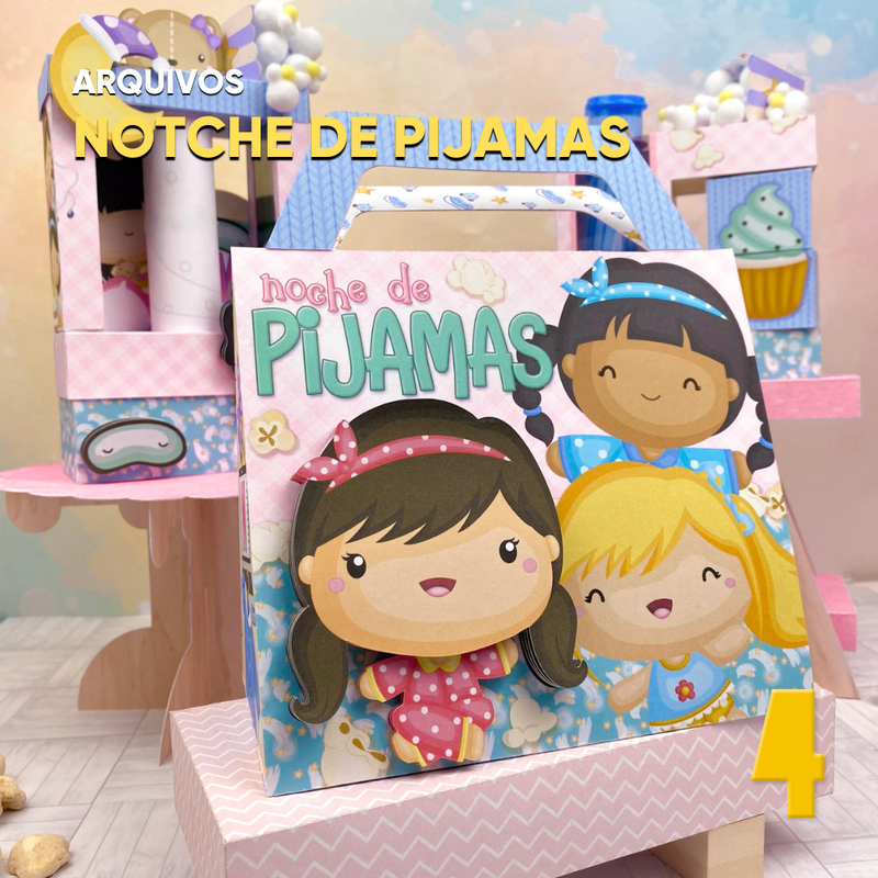 Detalhe frontal da SuperClass Noite dos Pijamas mostrando recortes delicados e elementos fofos