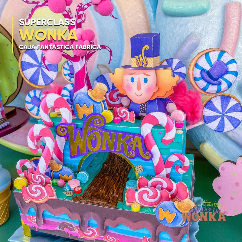 Conjunto completo da SuperClass O Fantástico Mundo de Wonka ideal para festas temáticas, papelaria criativa e lembrancinhas personalizadas