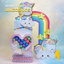 Detalhe frontal da SuperClass Unicórnios mostrando recortes delicados e acabamento artesanal