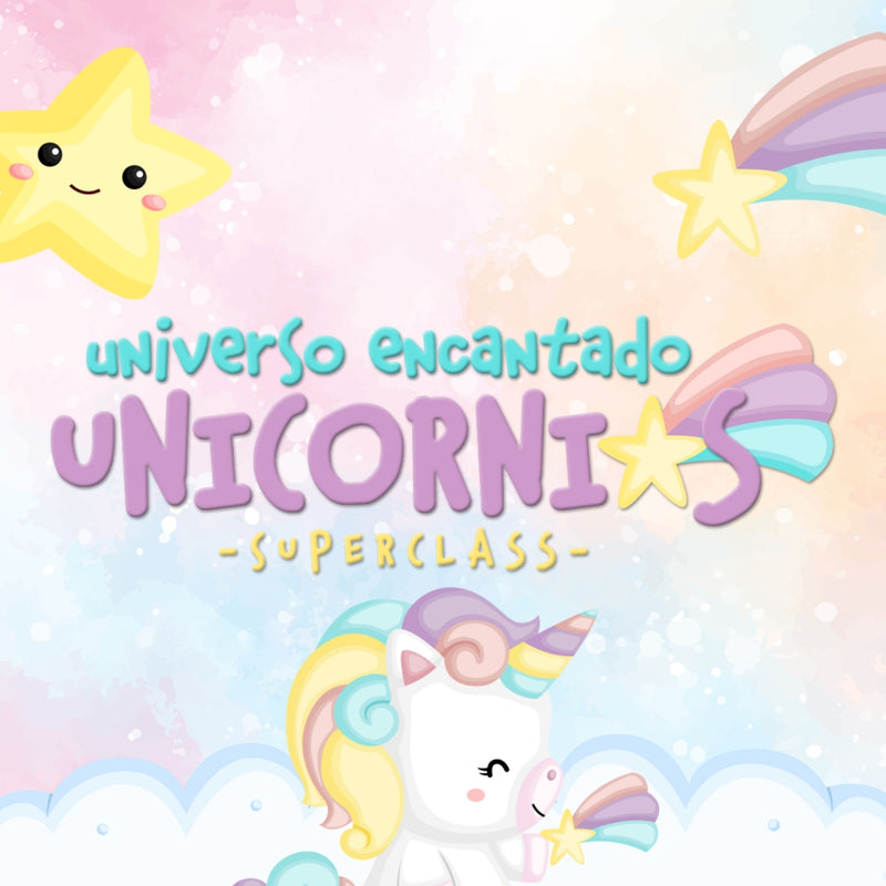 SuperClass Unicórnios com design mágico e colorido, ideal para festas infantis e papelaria criativa
